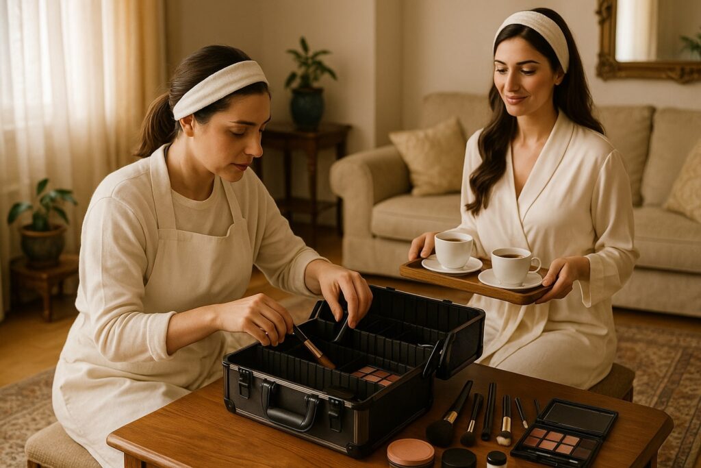 آماده‌ کردن وسایل آرایش عروس